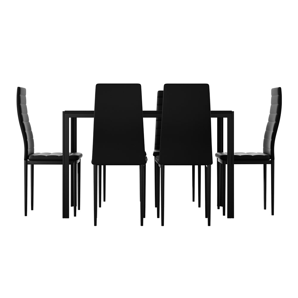 Artiss Dining Chairs and Table Dining Set 6 Chair Set Of 7 Black - SILBERSHELL