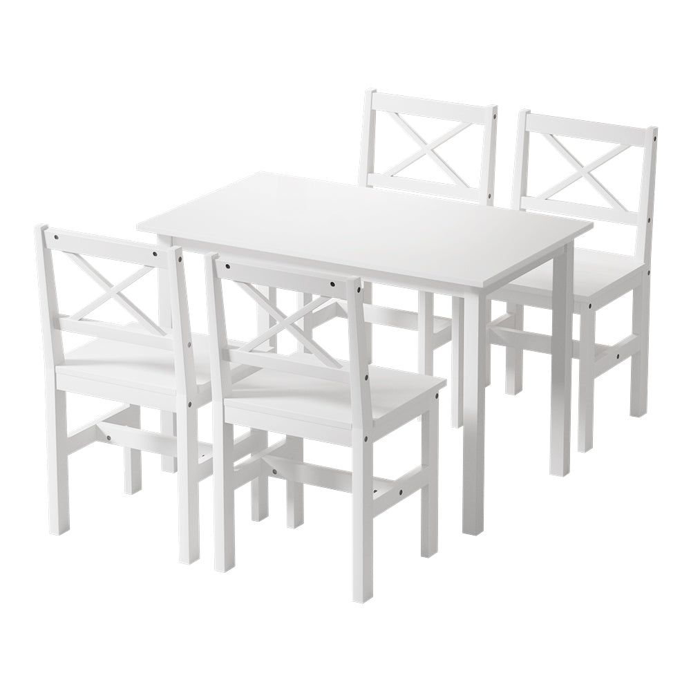 Artiss Dining Chairs and Table Dining Set 4 Cafe Chairs Set Of 5 4 Seater White - SILBERSHELL