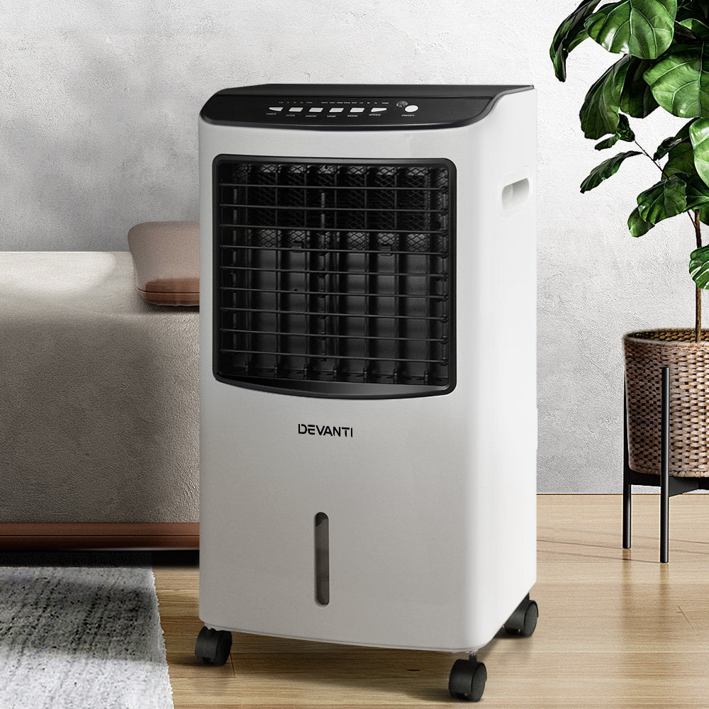 Devanti Evaporative Air Cooler Conditioner Portable 8L Cooling Fan Humidifier - SILBERSHELL