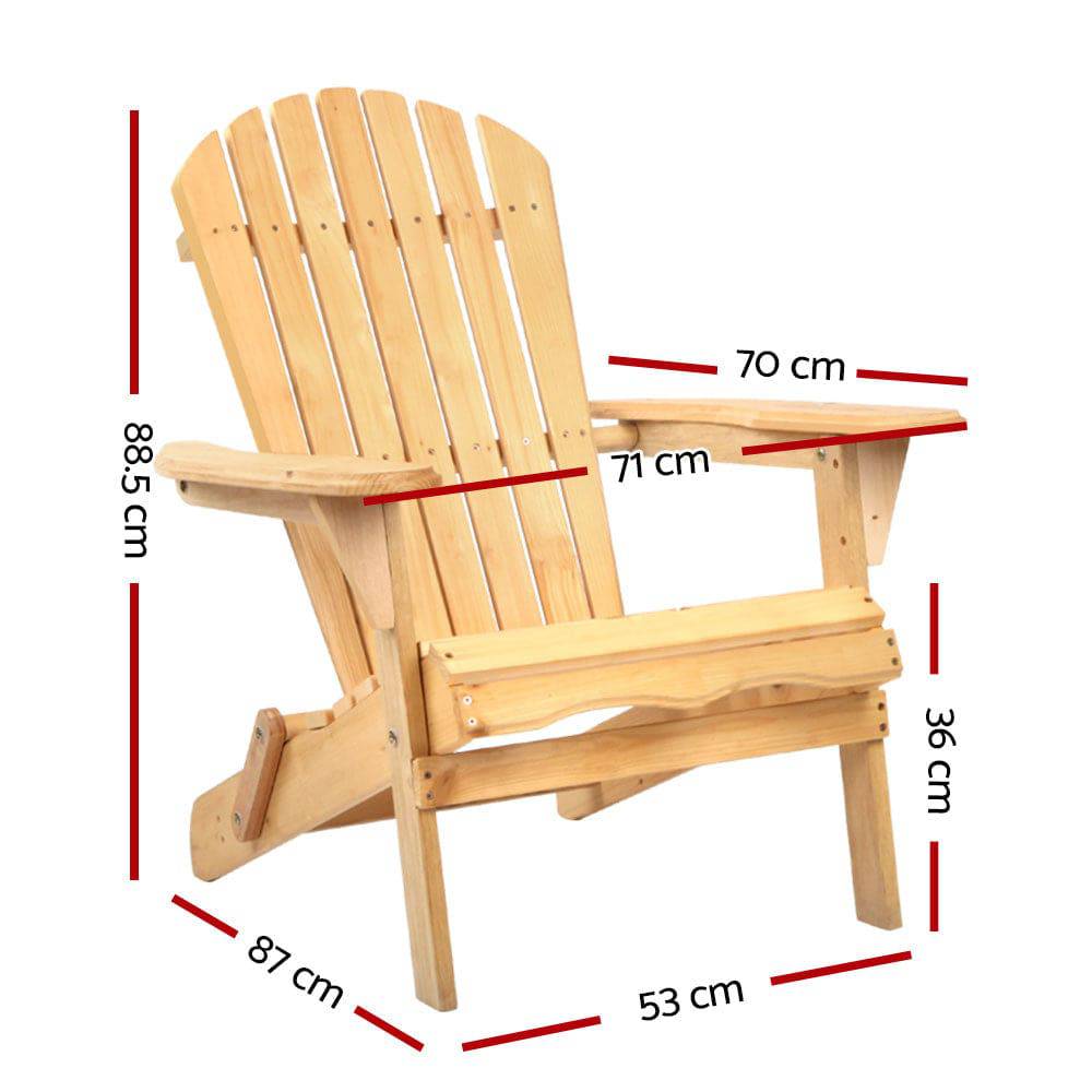 Gardeon Outdoor Chairs Furniture Beach Chair Lounge Wooden Adirondack Garden Patio - SILBERSHELL