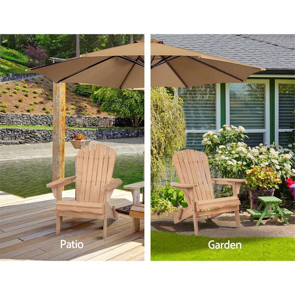 Gardeon Set of 2 Patio Furniture Outdoor Chairs Beach Chair Wooden Adirondack Garden Lounge - SILBERSHELL™