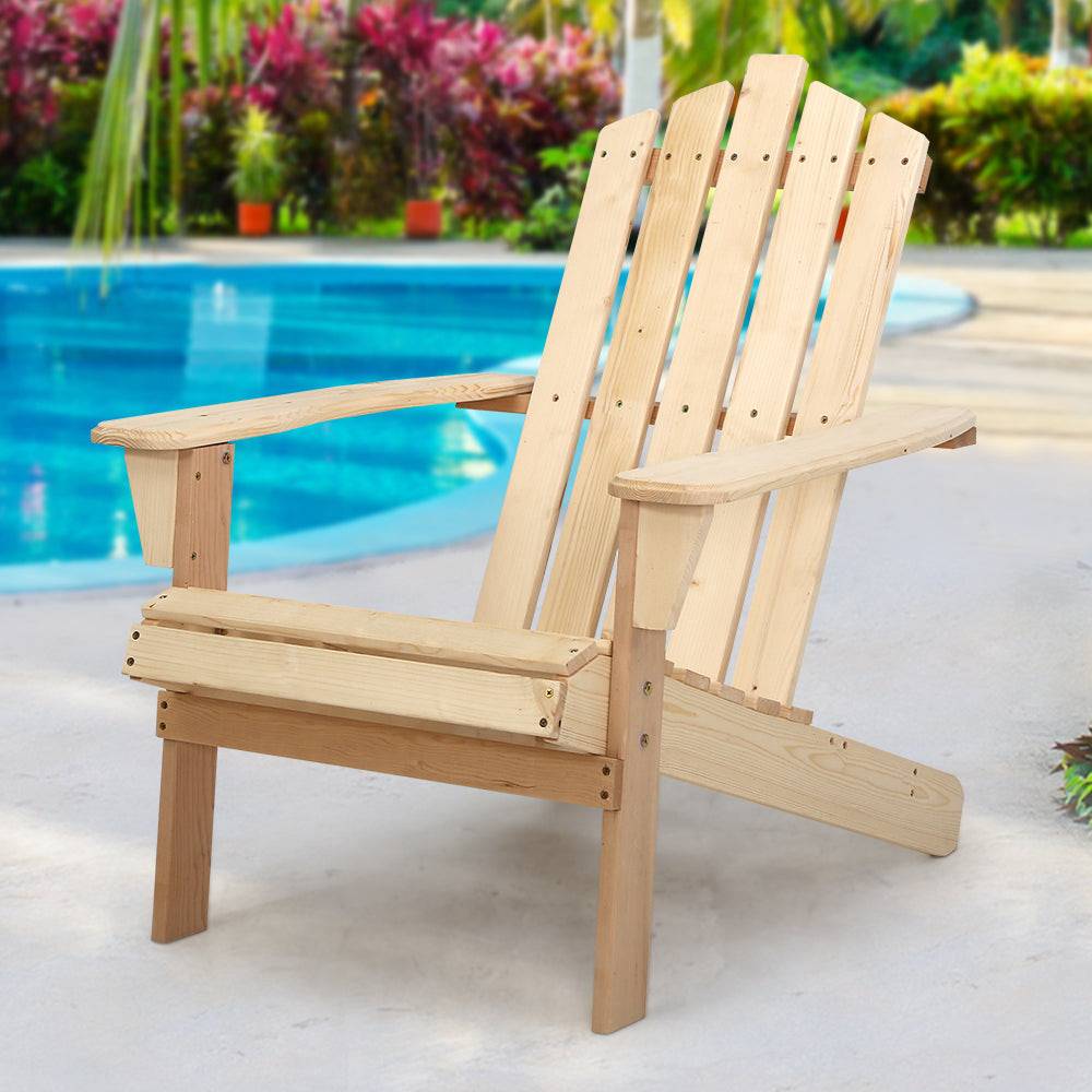 Gardeon Outdoor Sun Lounge Beach Chairs Table Setting Wooden Adirondack Patio Chair Light Wood Tone - SILBERSHELL™