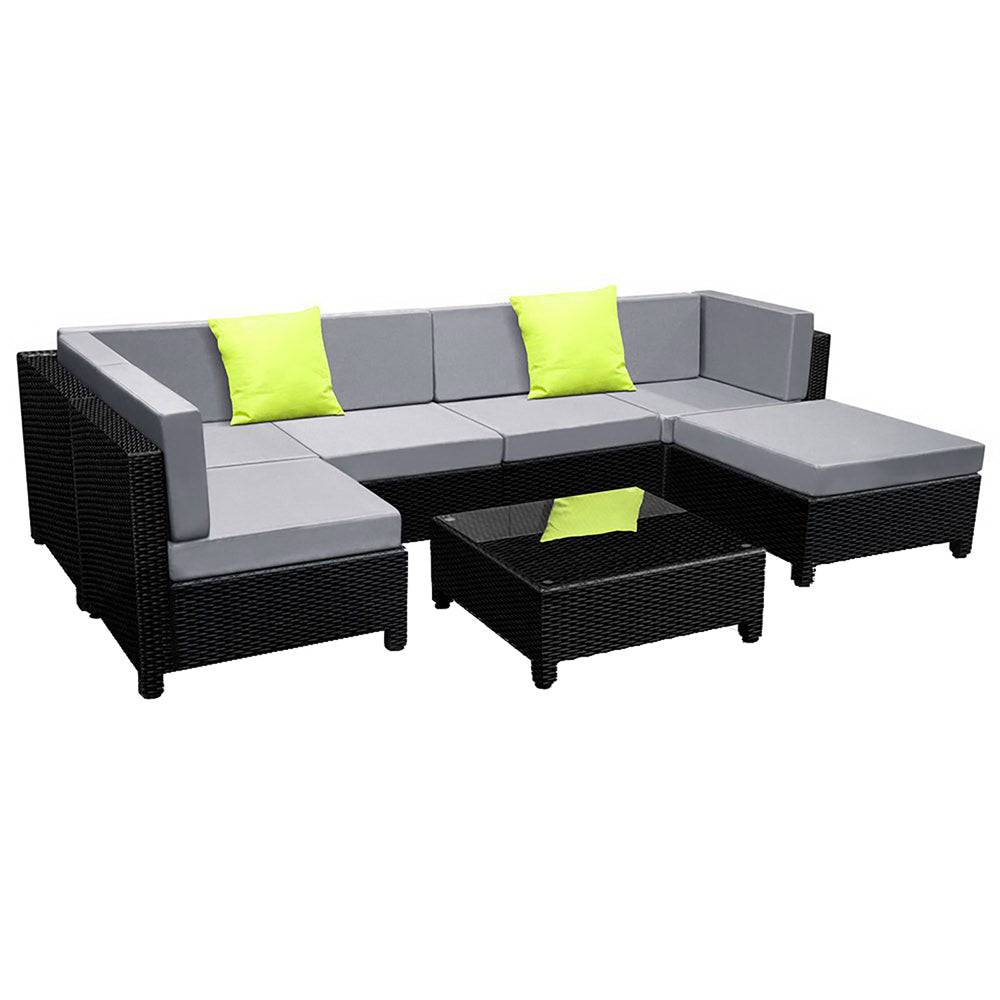 Gardeon 7PC Sofa Set Outdoor Furniture Lounge Setting Wicker Couches Garden Patio Pool - SILBERSHELL™