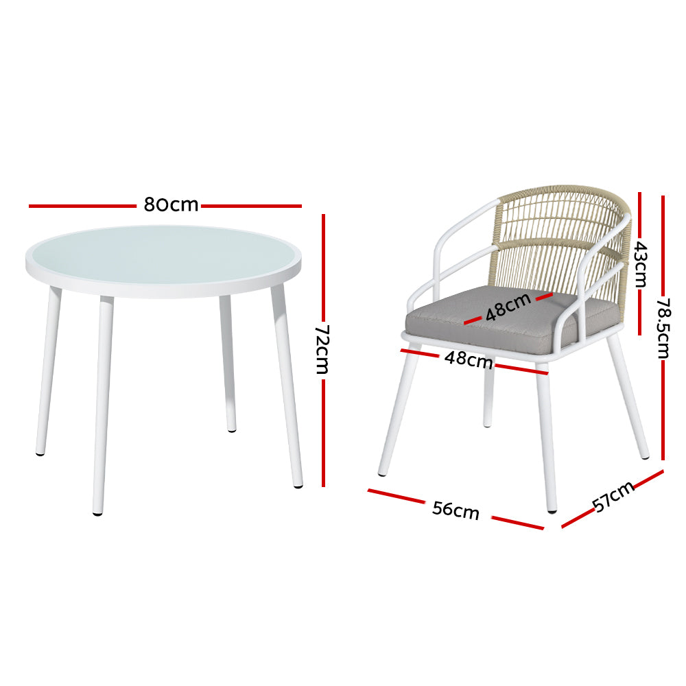 Gardeon Outdoor Dining Set 5 Piece Aluminum Table Chairs Setting White - SILBERSHELL