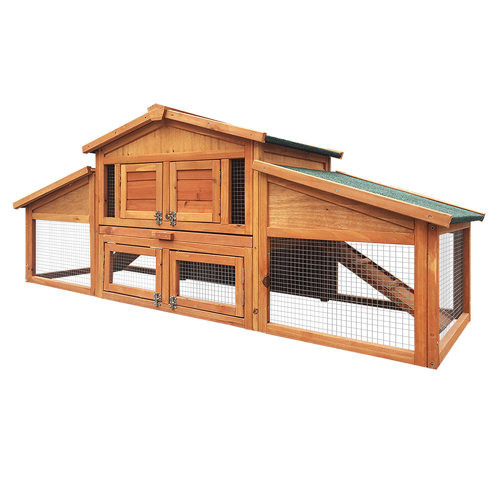 i.Pet Chicken Coop Rabbit Hutch 169cm x 52cm x 72cm Large House Outdoor Wooden Run Cage - SILBERSHELL