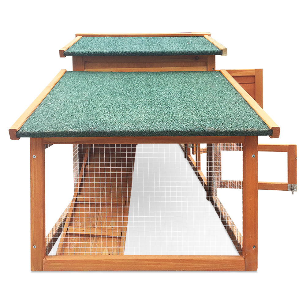 i.Pet Chicken Coop Rabbit Hutch 169cm x 52cm x 72cm Large House Outdoor Wooden Run Cage - SILBERSHELL