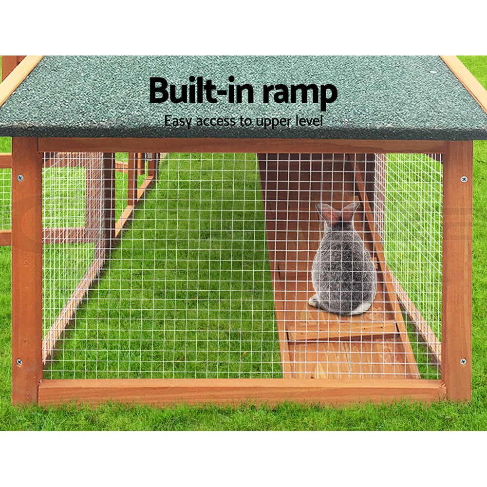 i.Pet Chicken Coop Rabbit Hutch 169cm x 52cm x 72cm Large House Outdoor Wooden Run Cage - SILBERSHELL