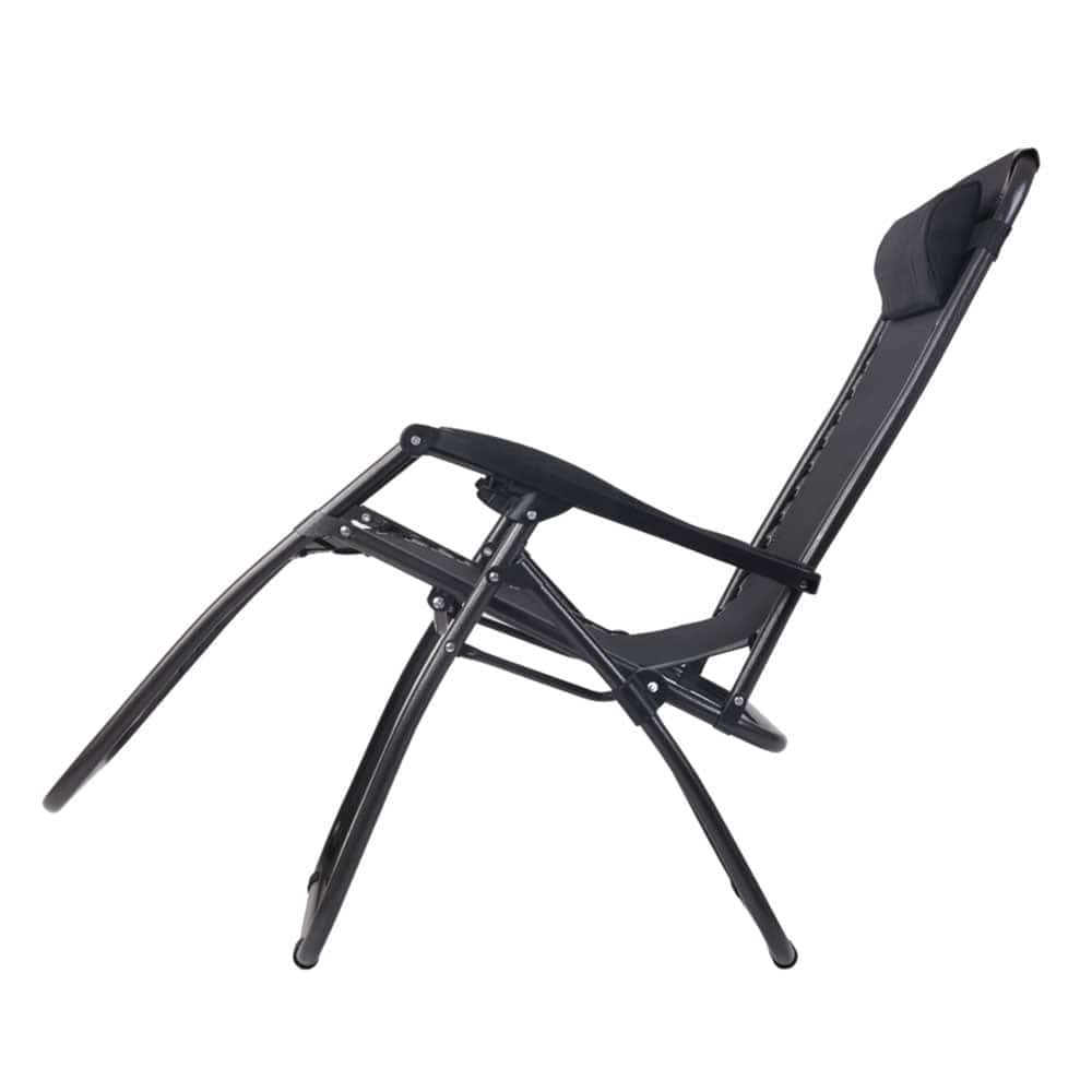 Gardeon Set of 2 Zero Gravity Chairs Reclining Outdoor Furniture Sun Lounge Folding Camping Lounger Black - SILBERSHELL™