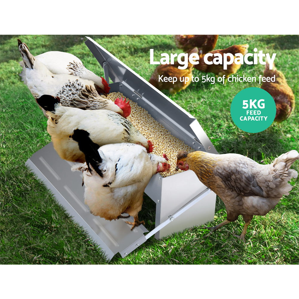 Giantz Auto Chicken Feeder Automatic Chook Poultry Treadle Self Opening Coop - SILBERSHELL