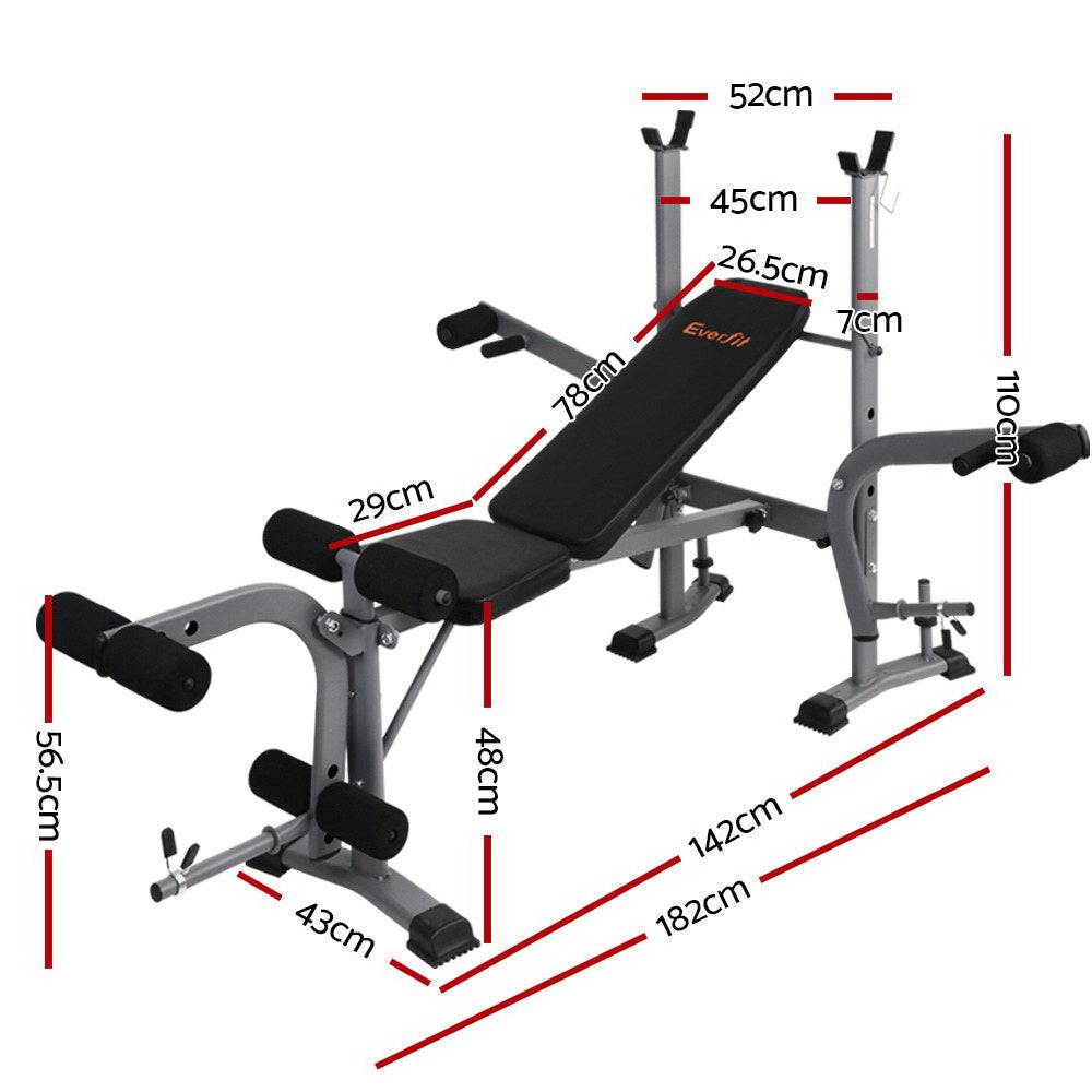 Everfit Weight Bench Adjustable Bench Press 8-In-1 Gym Equipment - SILBERSHELL