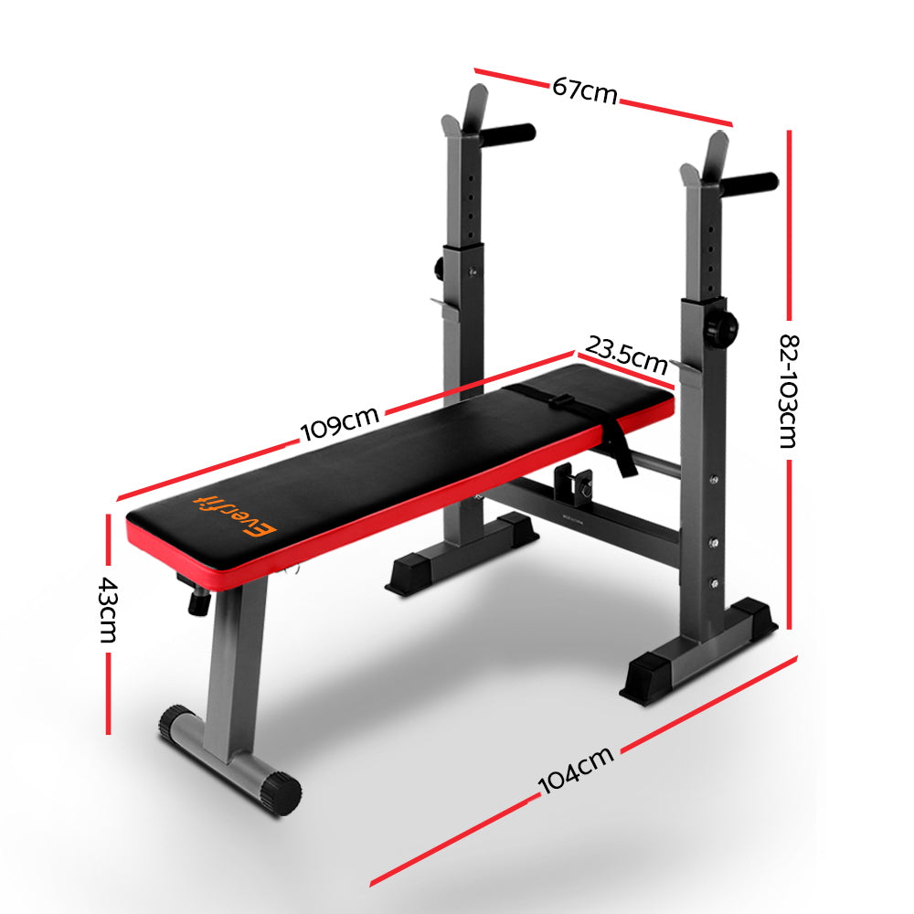 Everfit Multi-Station Weight Bench Press Weights Equipment Fitness Home Gym Red - SILBERSHELL