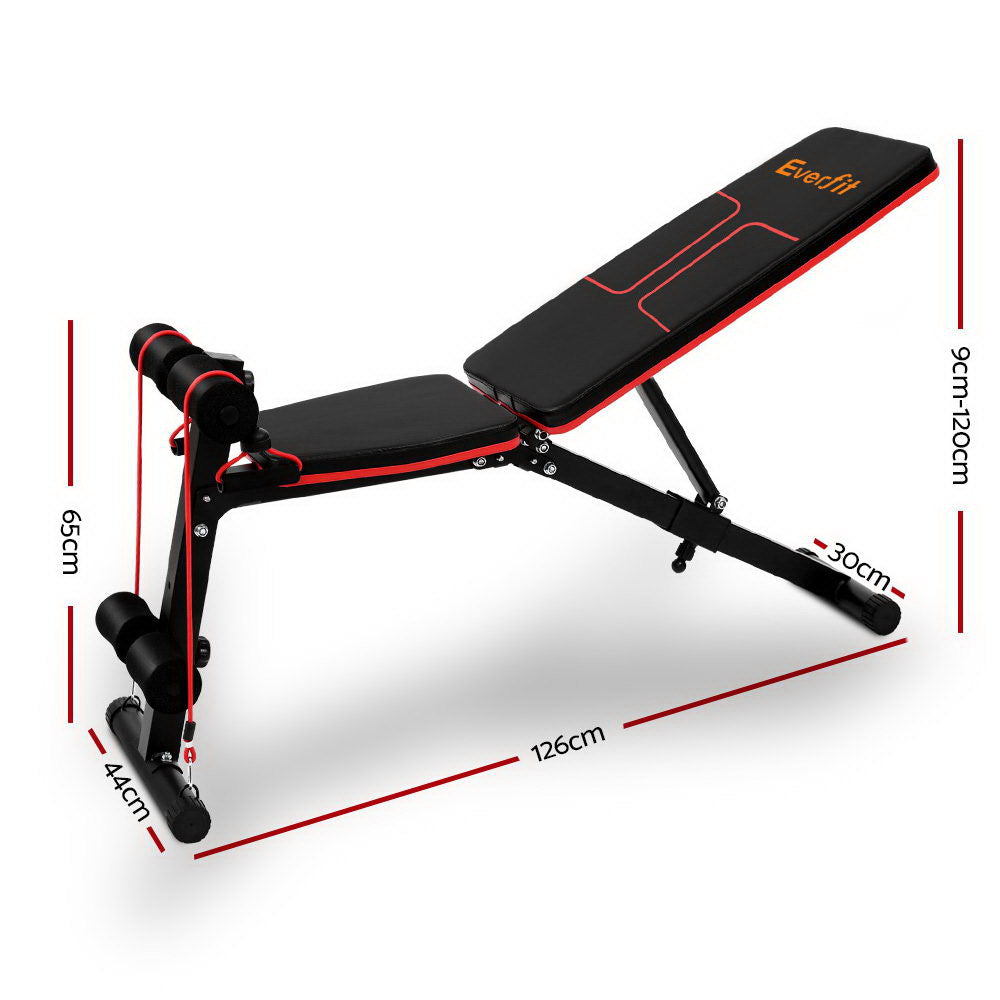 Everfit Adjustable FID Weight Bench Fitness Flat Incline Gym Home Steel Frame - SILBERSHELL