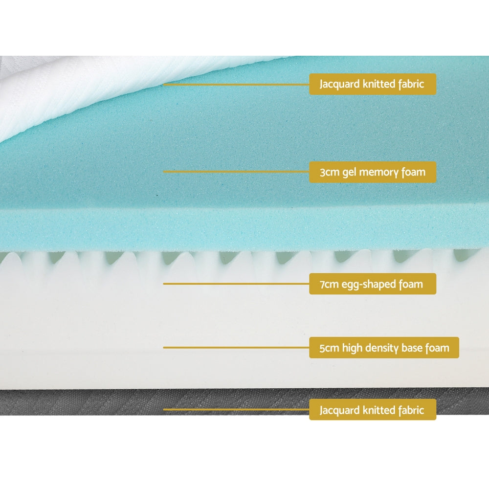 Single Bed Mattress Memory Foam Cool Gel Non-Spring Comfort - SILBERSHELL