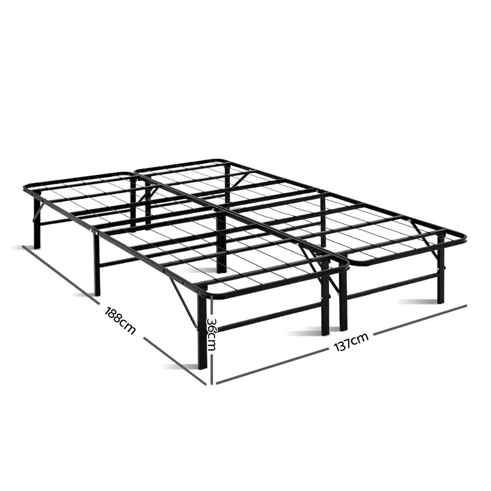 Artiss Folding Bed Frame Metal Base - Double - SILBERSHELL