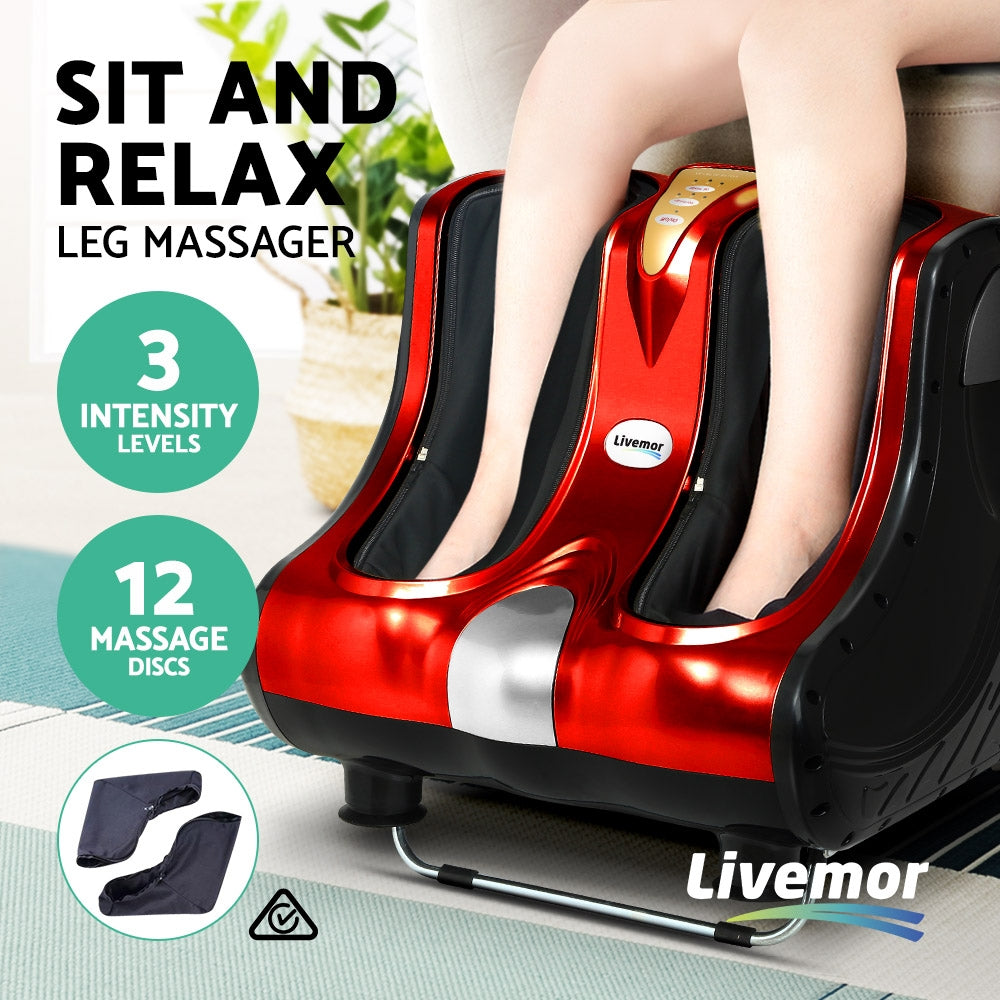 Livemor Foot Massager Shiatsu Ankle Calf Leg Massagers Circulation Enhancer Red - SILBERSHELL