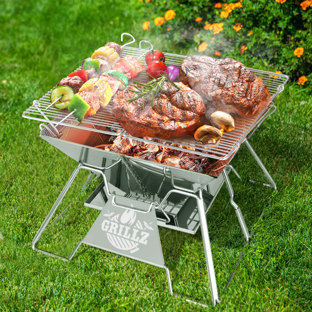 Grillz Fire Pit BBQ Grill with Carry Bag Portable - SILBERSHELL