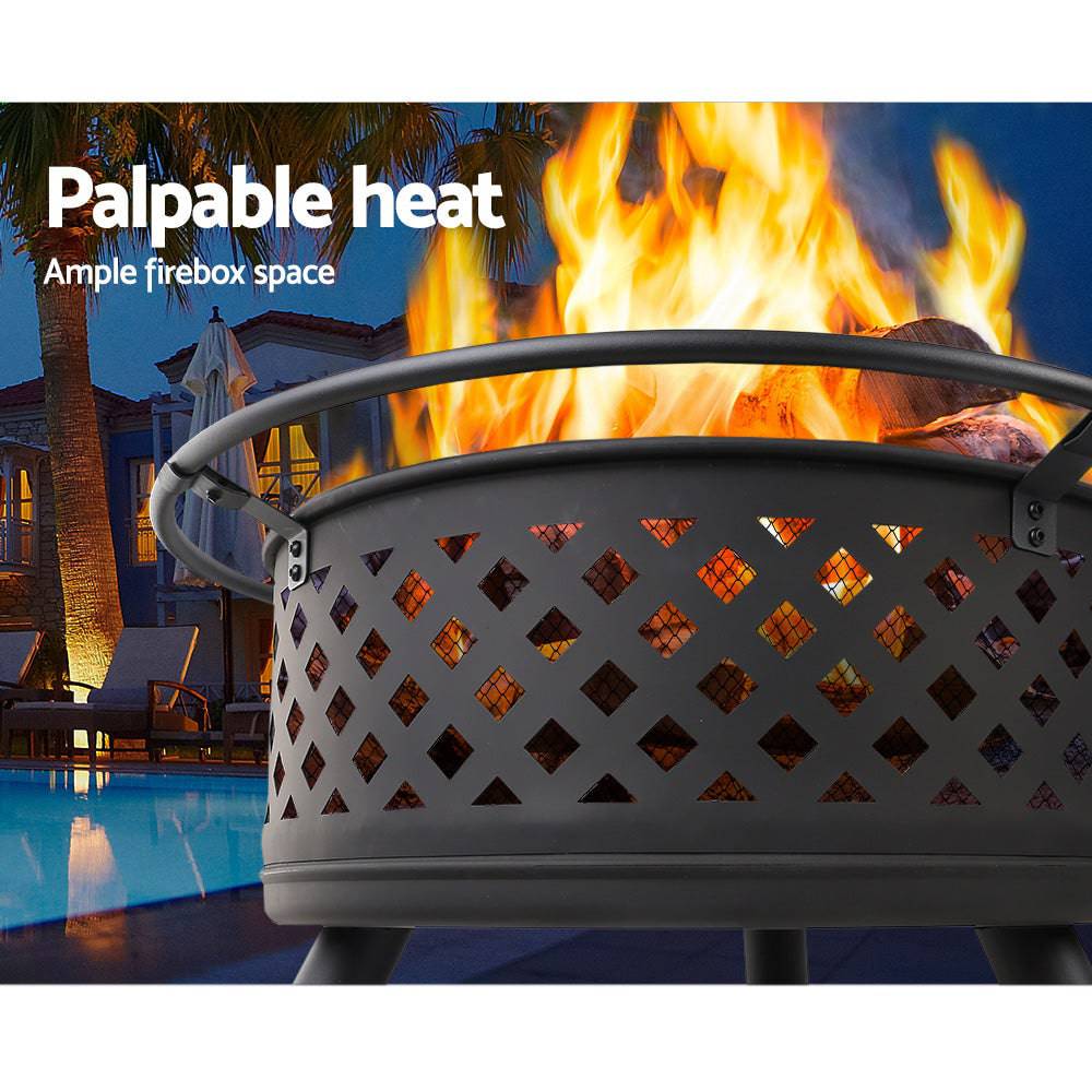 Fire Pit BBQ Grill Smoker Portable Outdoor Fireplace Patio Heater Pits 30" - SILBERSHELL™