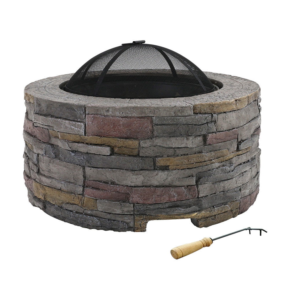 Grillz Fire Pit Outdoor Table Charcoal Fireplace Garden Firepit Heater - SILBERSHELL