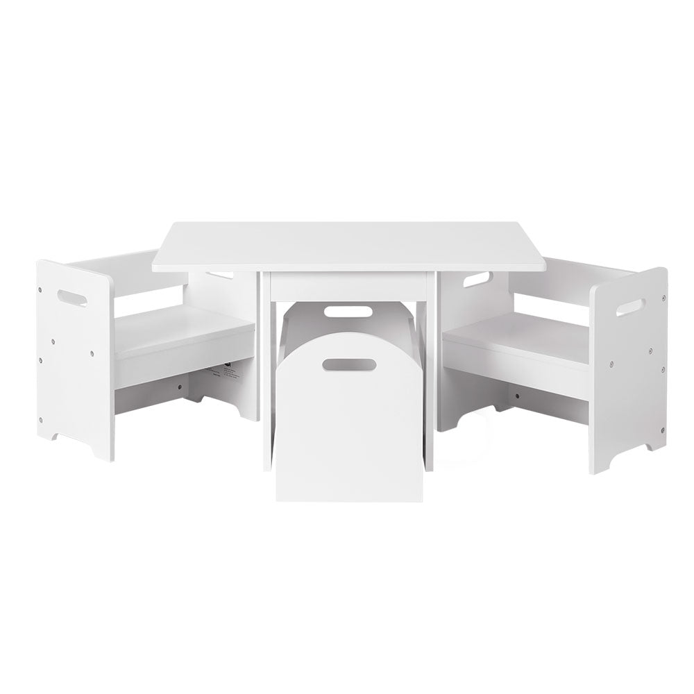 Keezi 3PCS Kids Table Chairs Hidden Storage Box Toy Activity Multi-function Desk - SILBERSHELL