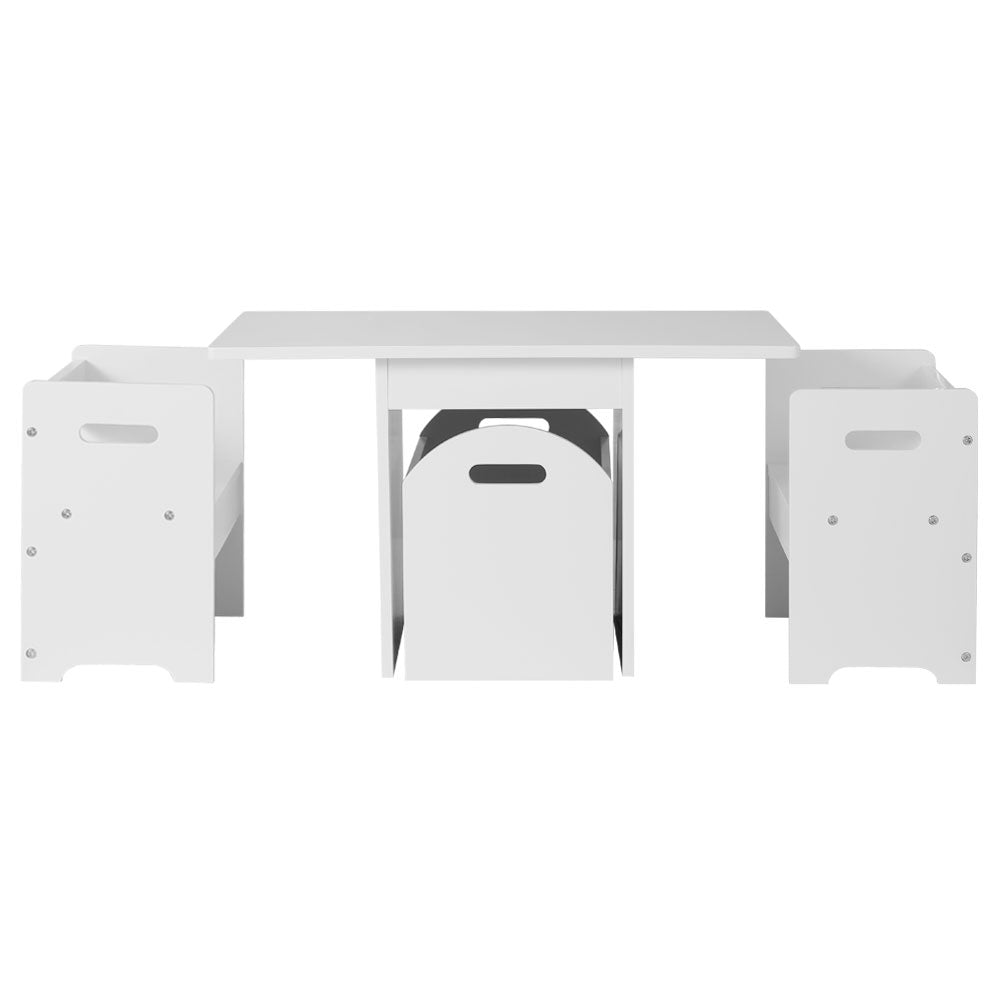 Keezi 3PCS Kids Table Chairs Hidden Storage Box Toy Activity Multi-function Desk - SILBERSHELL