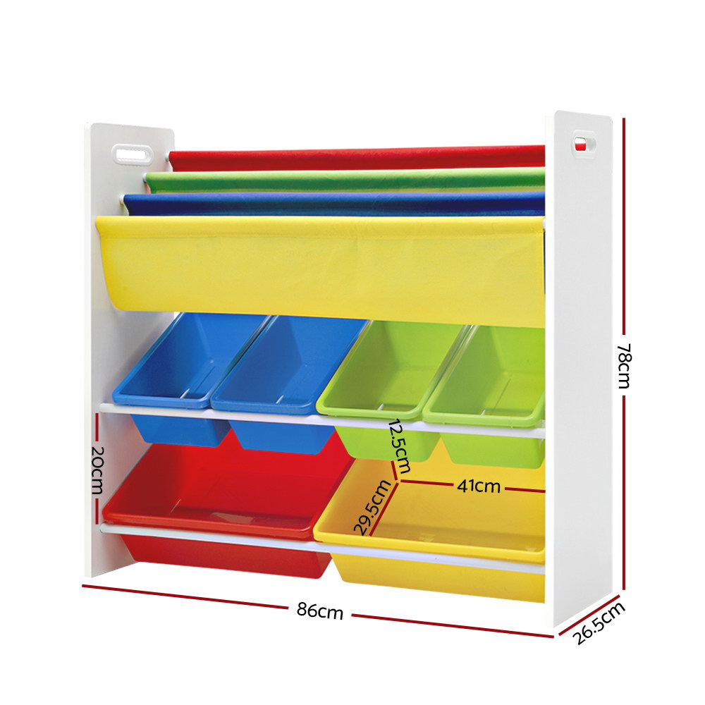 Keezi Kids Bookcase Childrens Bookshelf Toy Storage Organizer Display Rack Book - SILBERSHELL
