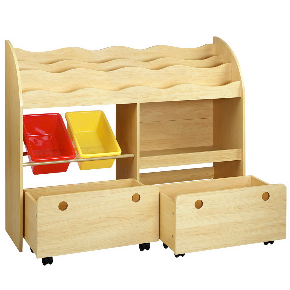 Keezi Kids Bookshelf Children Bookcase Toy Storage Box Organiser Display Rack - SILBERSHELL