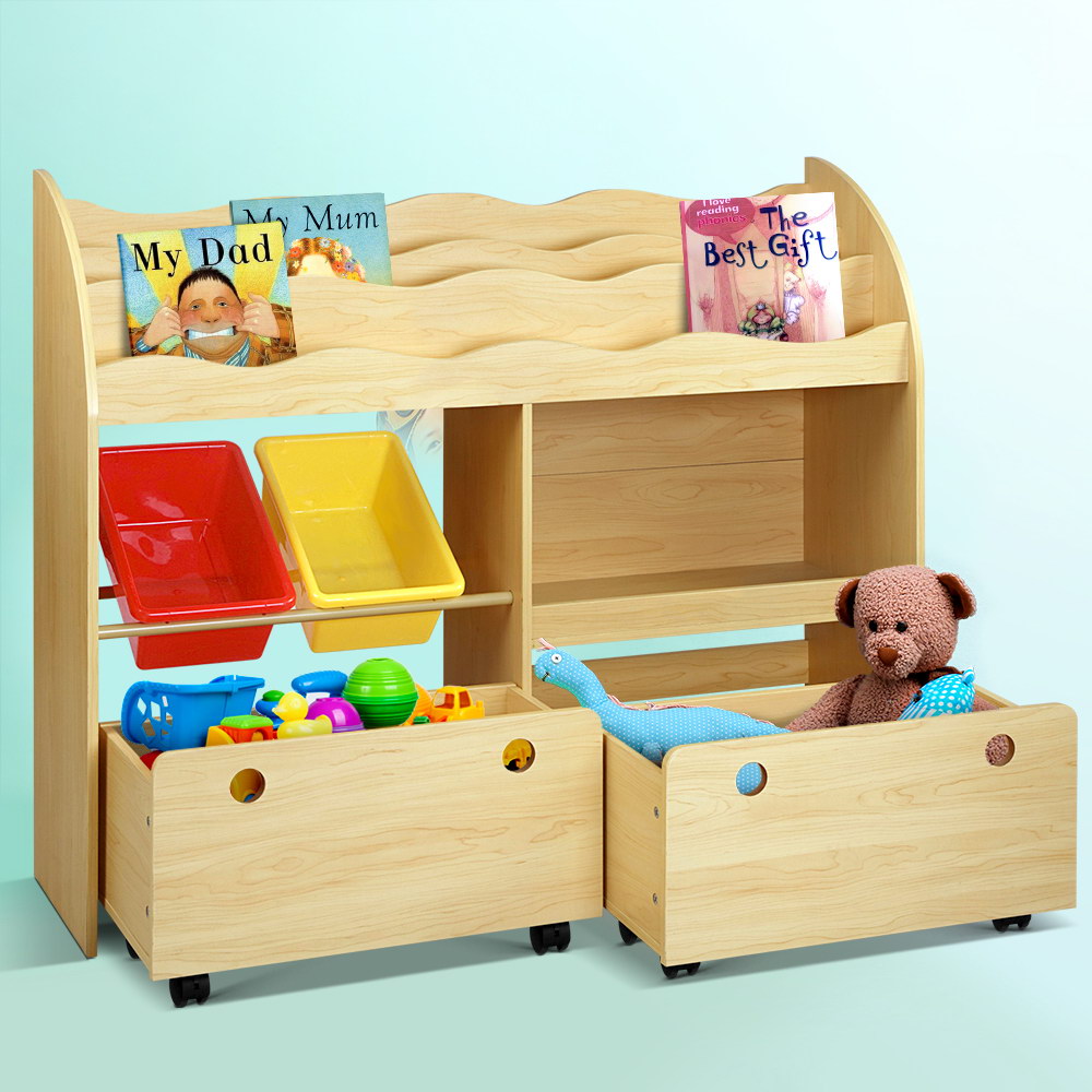 Keezi Kids Bookshelf Children Bookcase Toy Storage Box Organiser Display Rack - SILBERSHELL