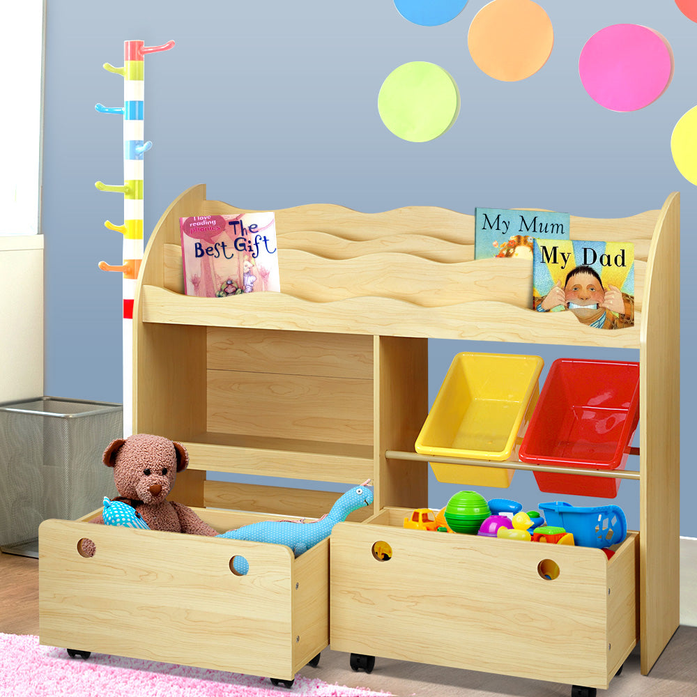 Keezi Kids Bookshelf Children Bookcase Toy Storage Box Organiser Display Rack - SILBERSHELL