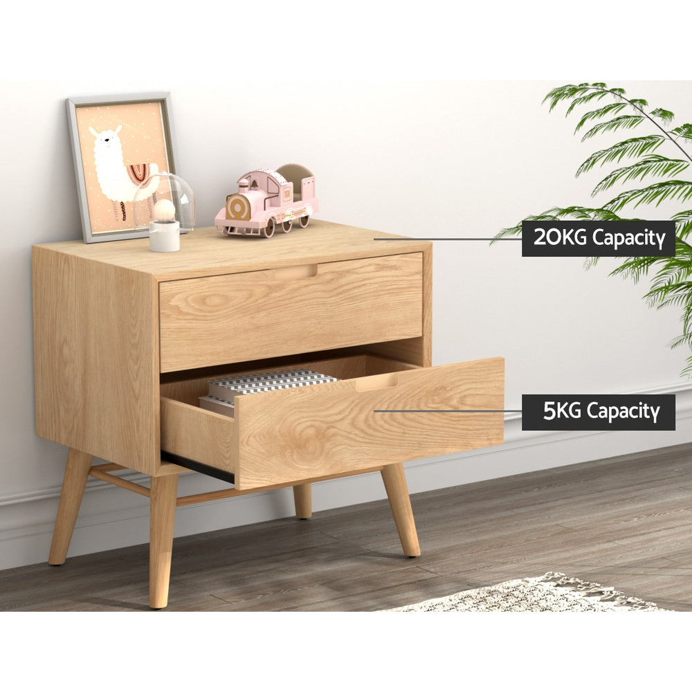 Artiss Bedside Table 2 Drawers Side End Table Nightstand Legs Bedroom Storage - SILBERSHELL