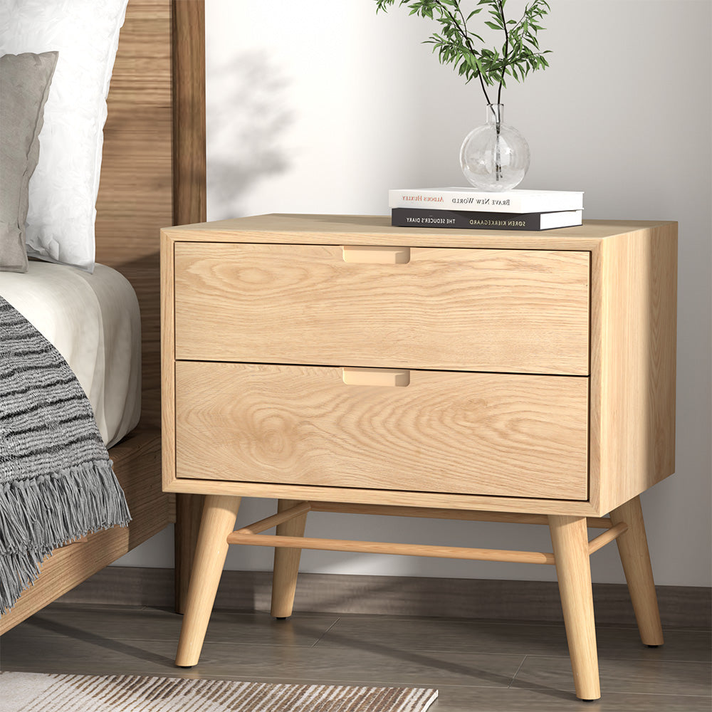 Artiss Bedside Table 2 Drawers Side End Table Nightstand Legs Bedroom Storage - SILBERSHELL