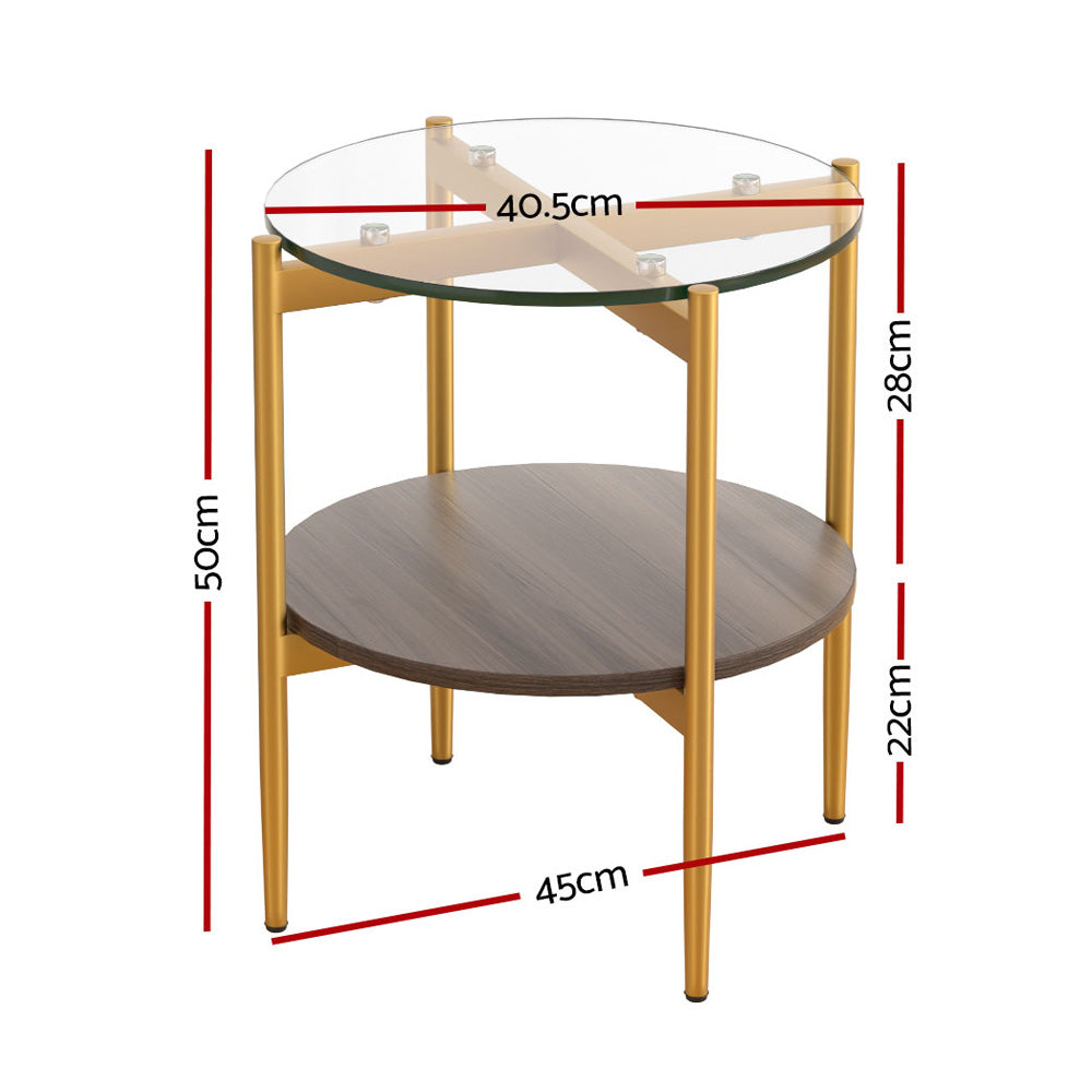 Artiss Coffee Table Side Table Laptop Desk Bedside Sofa Glass Table Metal Frame - SILBERSHELL