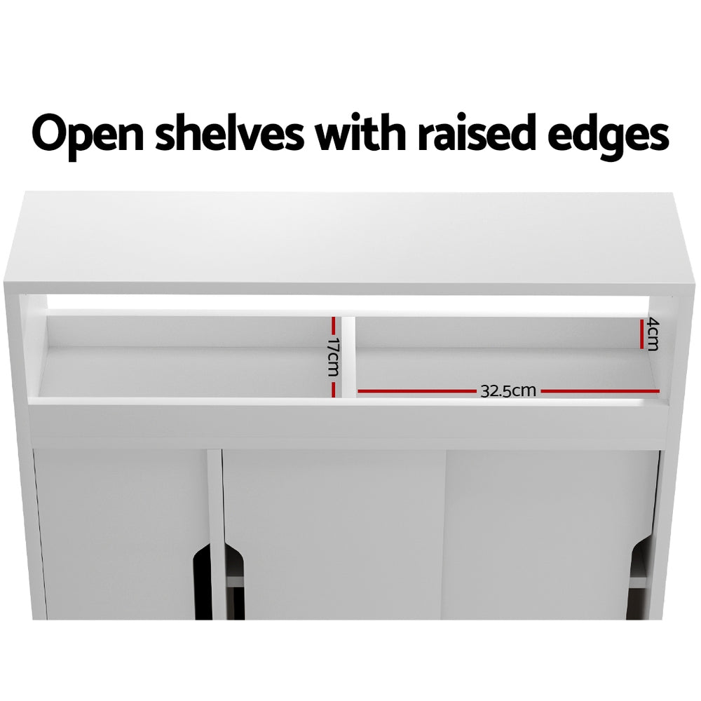 Artiss Bathroom Storage Cabinet Toilet Caddy Shelf 3 Doors With Wheels White - SILBERSHELL