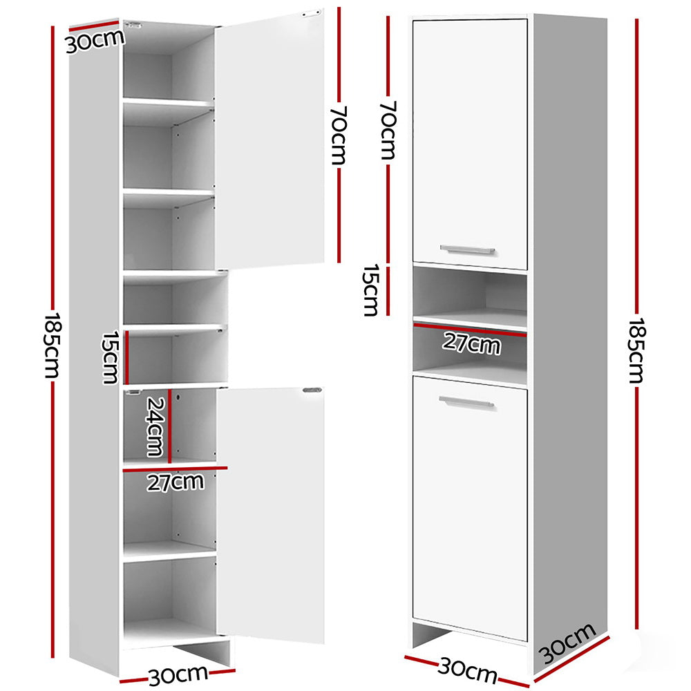 Artiss Bathroom Cabinet Storage 185cm White - SILBERSHELL