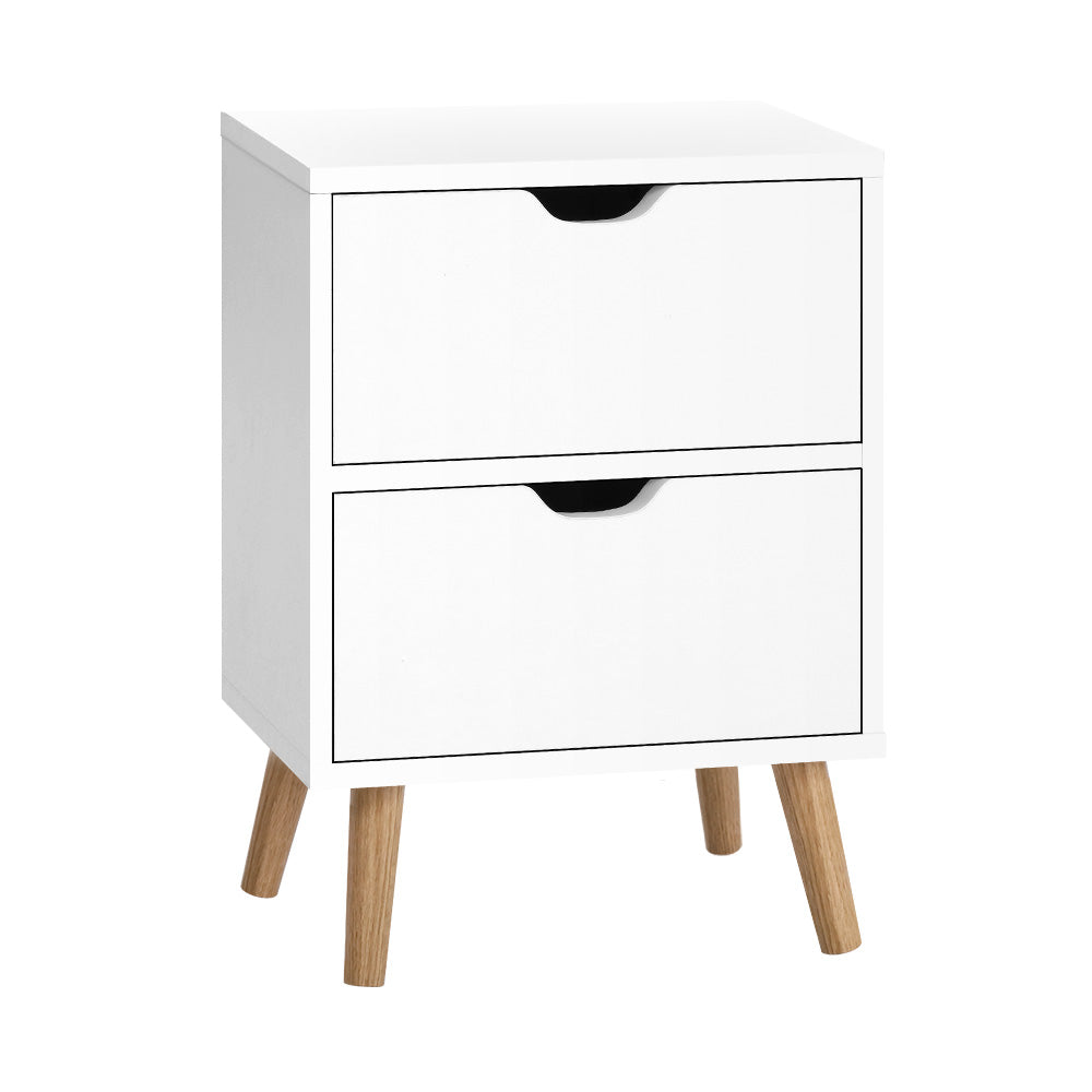Artiss Bedside Tables Drawers Side Table Nightstand White Storage Cabinet Wood - SILBERSHELL