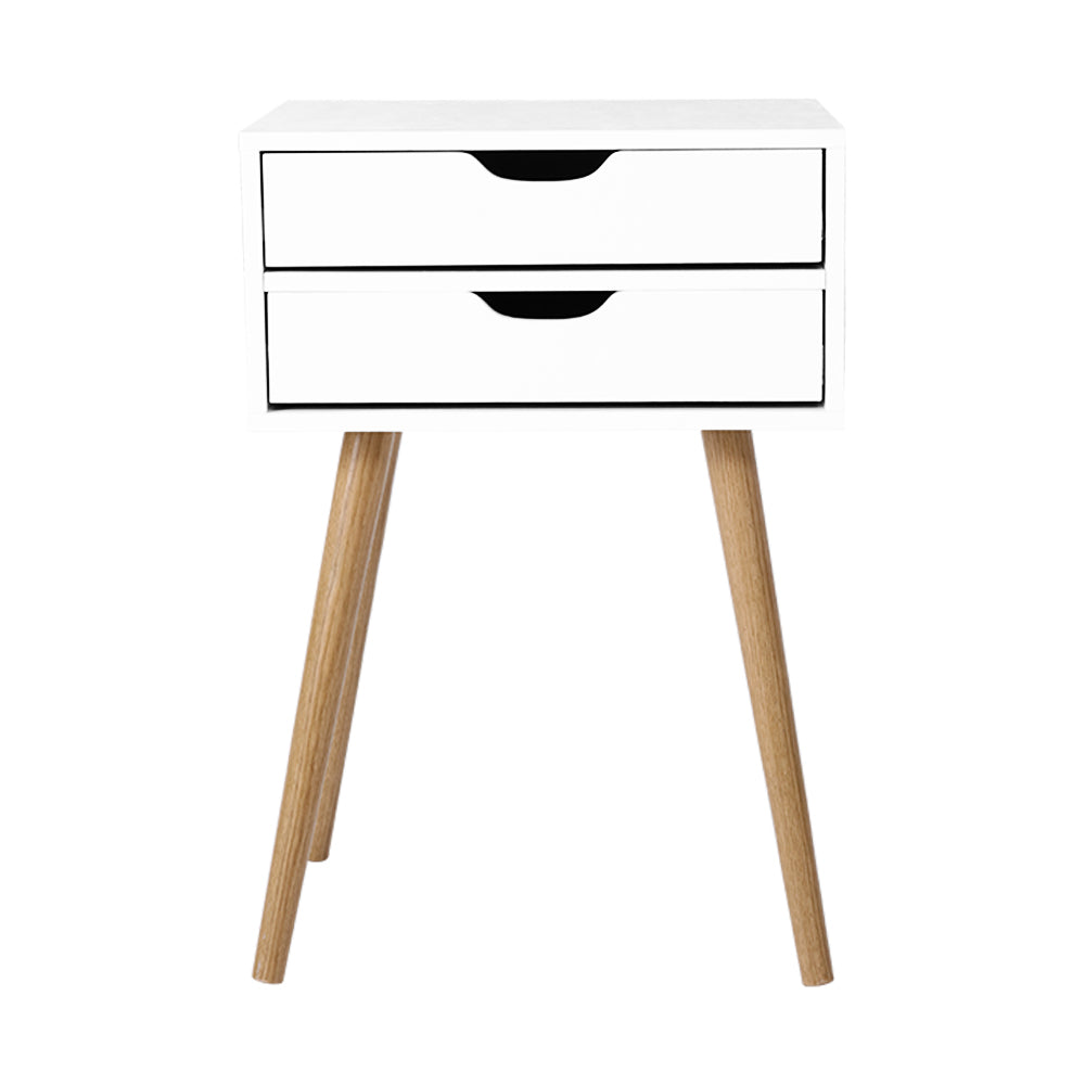 Artiss Bedside Tables Drawers Side Table Nightstand Wood Storage Cabinet White - SILBERSHELL