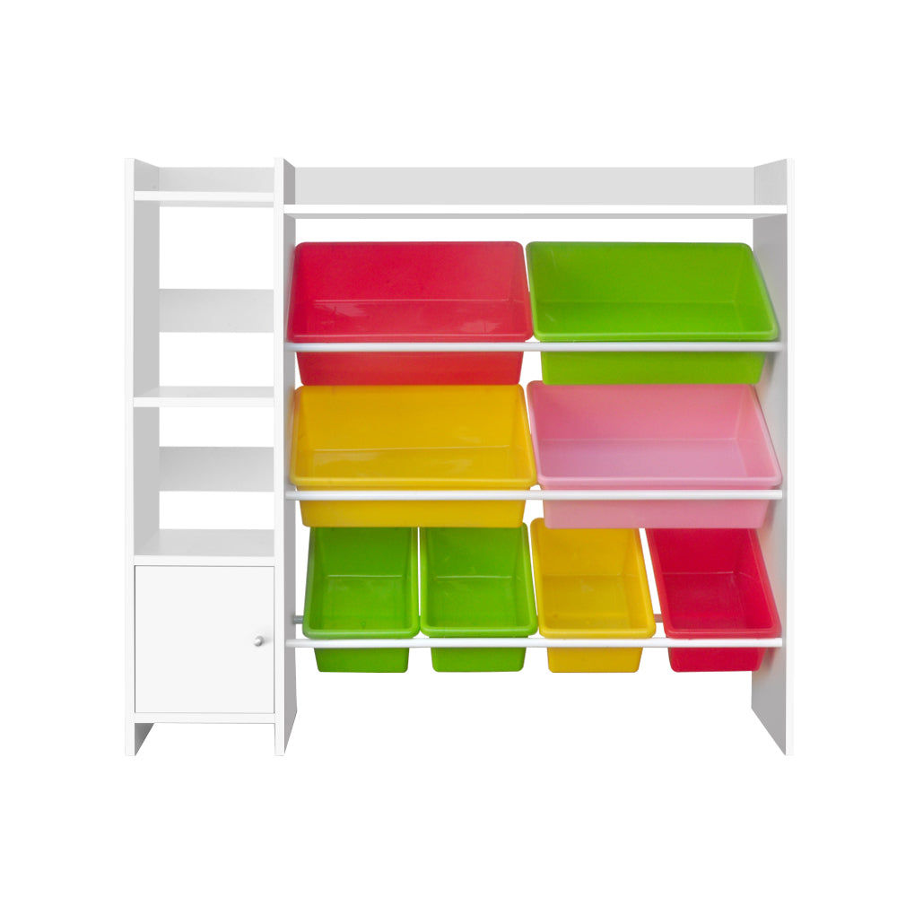 Keezi 8 Bins Kids Toy Box Storage Organiser Rack Bookshelf Drawer Cabinet - SILBERSHELL