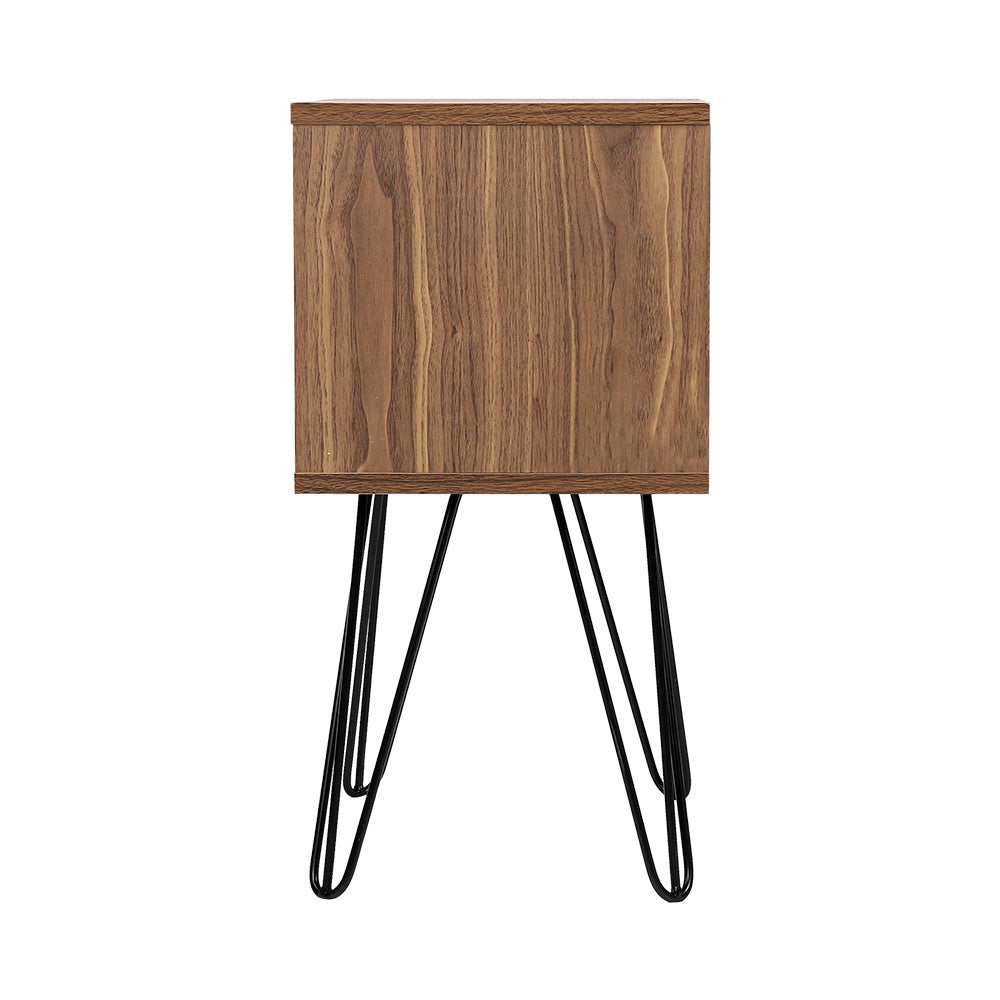 Artiss Bedside Table with Drawer - Grey & Walnut - SILBERSHELL