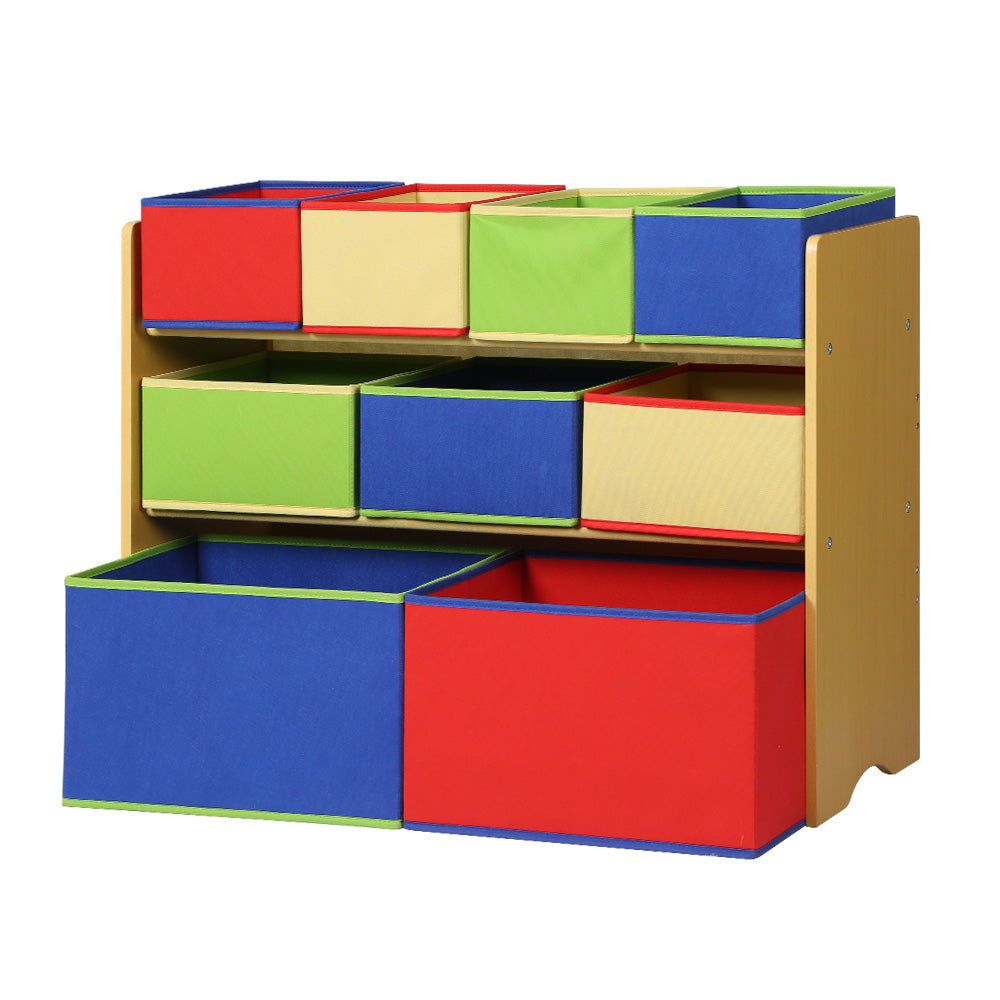 Keezi Kids Toy Box 9 Bins Storage Children Room Organiser Cabinet Display 3 Tier - SILBERSHELL