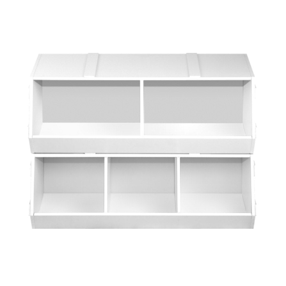 Keezi Kids Toy Box Stackable Bookshelf Storage Organiser Bookcase Shelf - SILBERSHELL