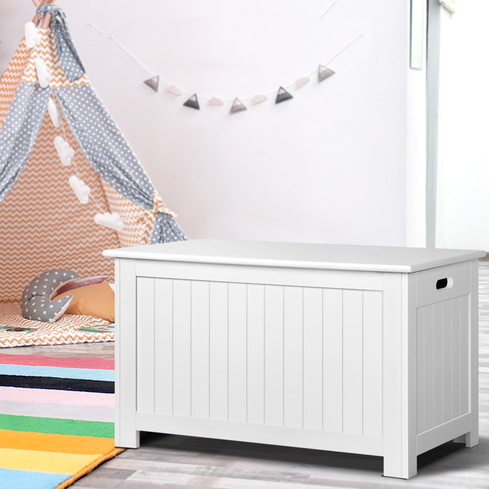 Keezi Kids Wooden Toy Chest Storage Blanket Box White Children Room Organiser - SILBERSHELL