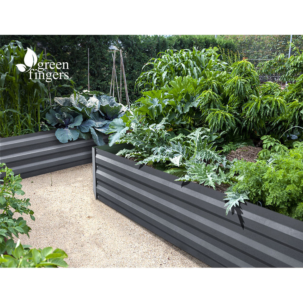 Green Fingers 150 x 90cm Galvanised Steel Garden Bed - Aliminium Grey - SILBERSHELL