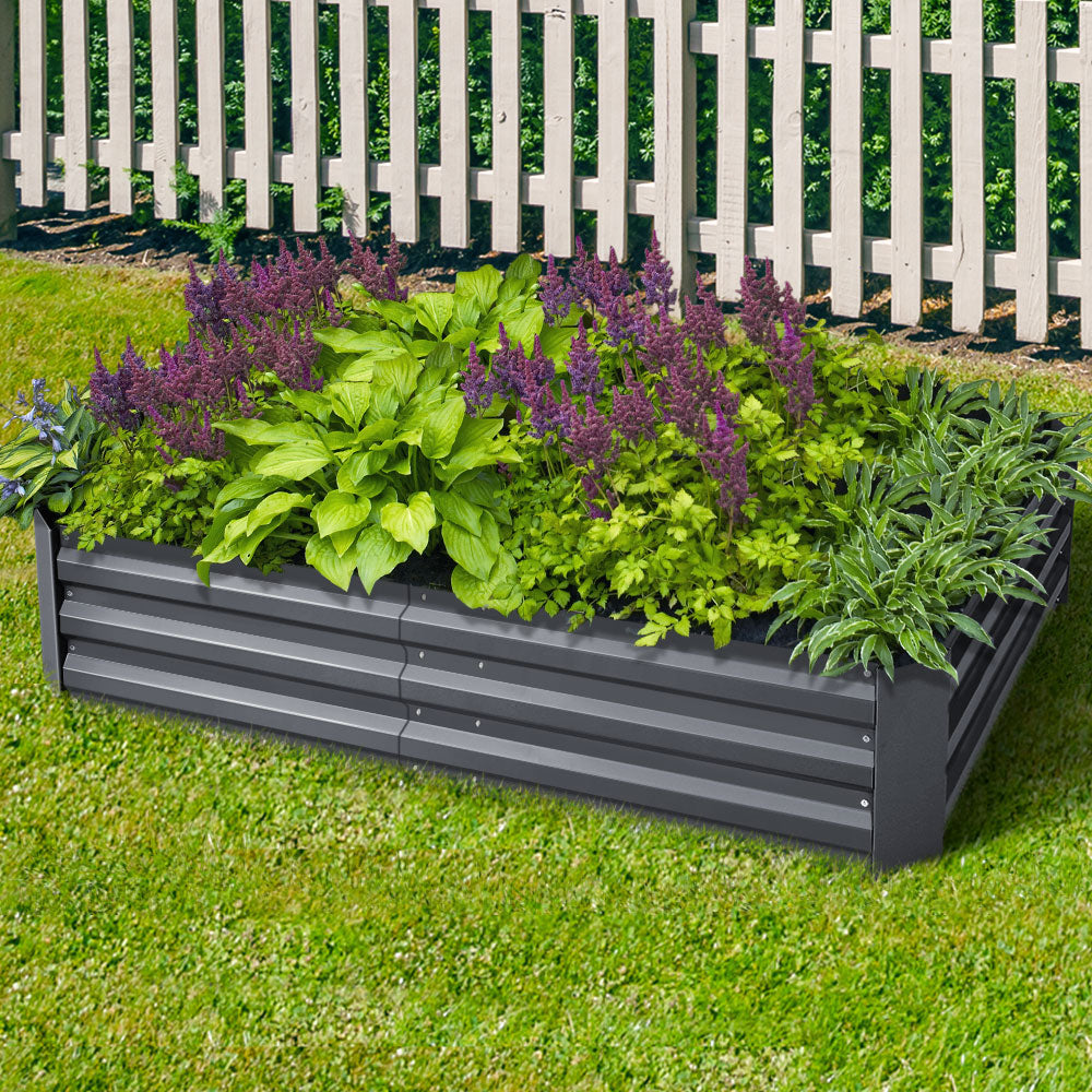 Green Fingers 150 x 90cm Galvanised Steel Garden Bed - Aliminium Grey - SILBERSHELL