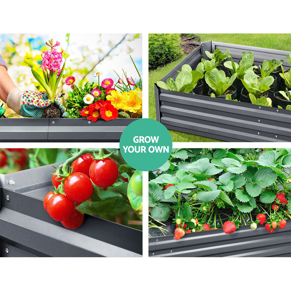 Greenfingers Galvanised Steel Raised Garden Bed Instant Planter 210 x 90 Aluminium - SILBERSHELL