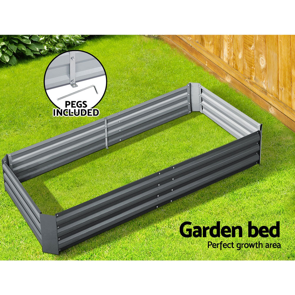 Greenfingers Galvanised Steel Raised Garden Bed Instant Planter 210 x 90 Aluminium - SILBERSHELL