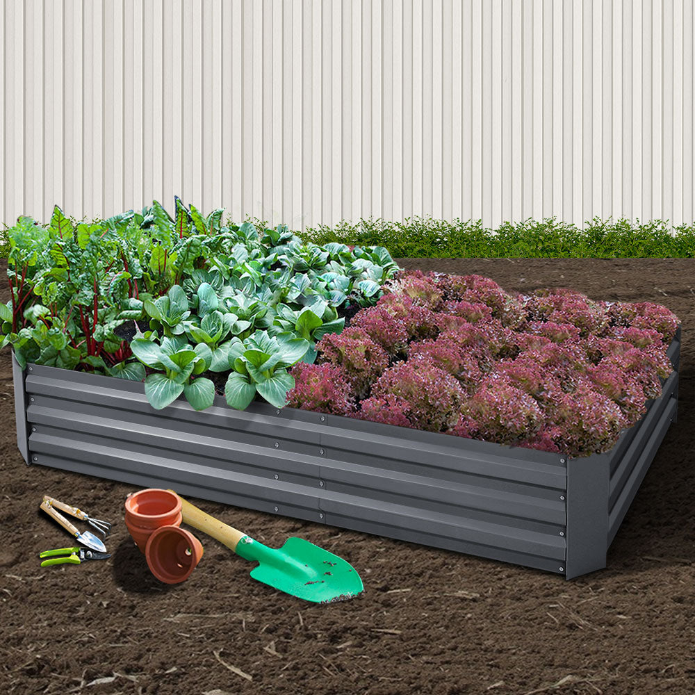 Greenfingers Galvanised Steel Raised Garden Bed Instant Planter 210 x 90 Aluminium - SILBERSHELL