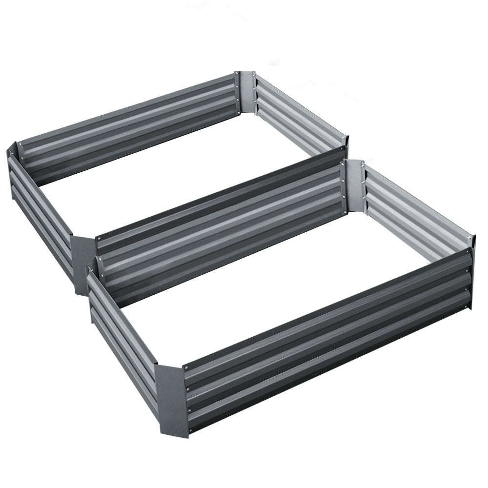 Greenfingers Garden Bed 2PCS 120X90X30CM Galvanised Steel Raised Planter - SILBERSHELL