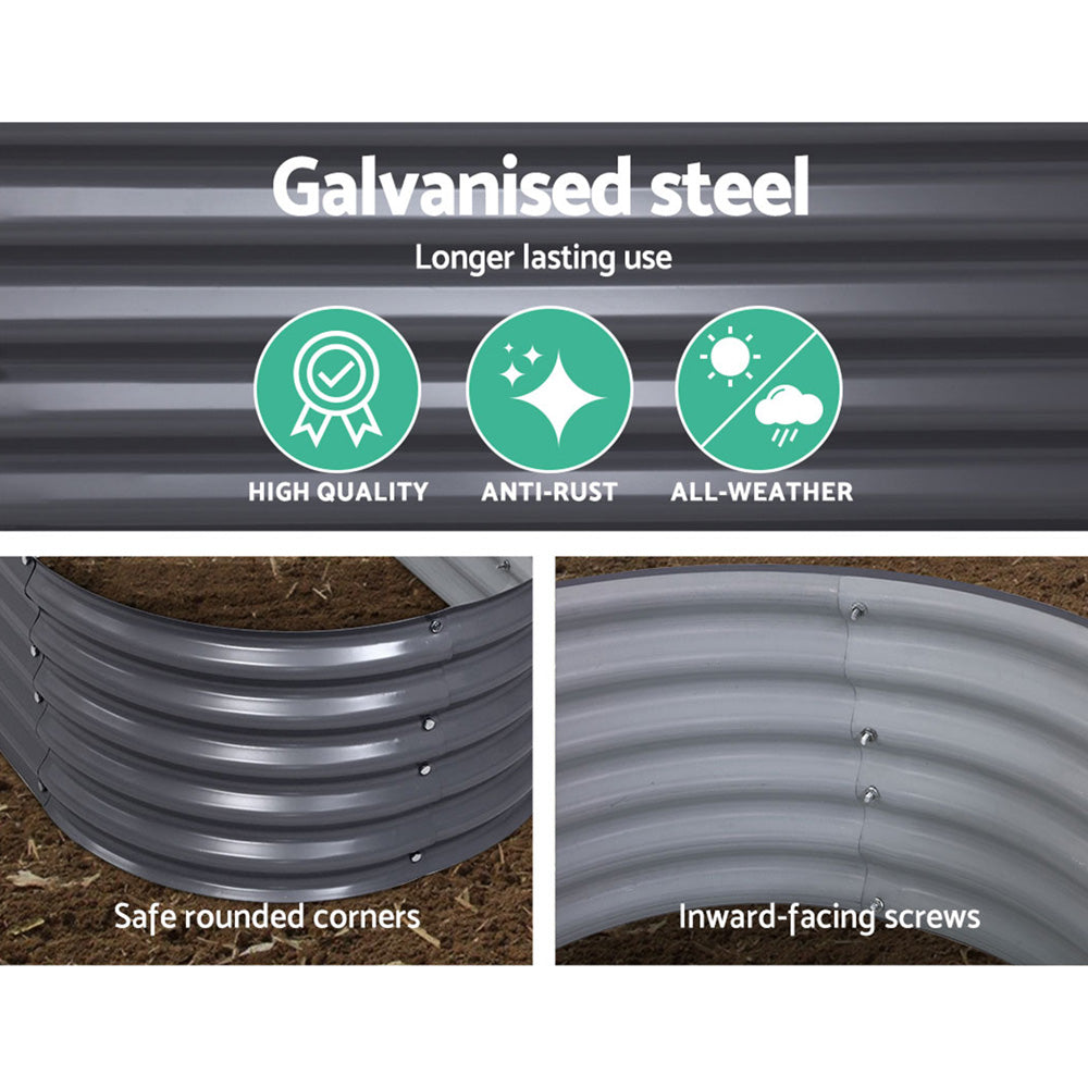 Greenfingers 240X80X42CM Galvanised Raised Garden Bed Steel Instant Planter - SILBERSHELL