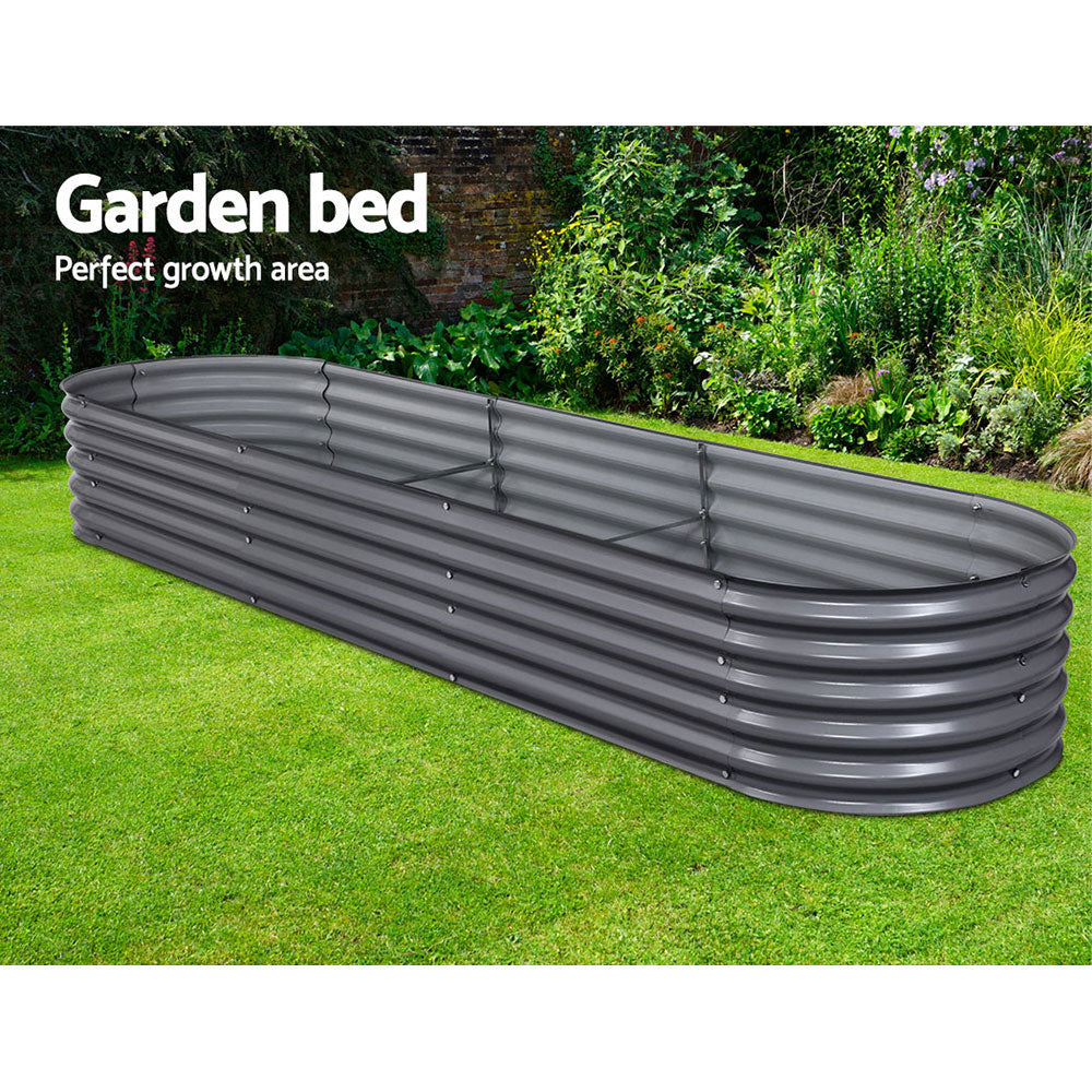 Greenfingers 320X80X42CM Galvanised Raised Garden Bed Steel Instant Planter - SILBERSHELL