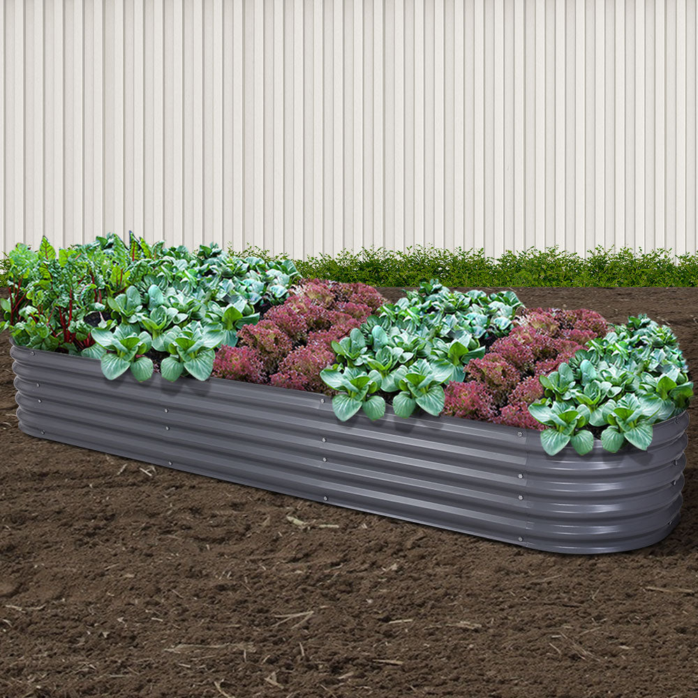 Greenfingers 320X80X42CM Galvanised Raised Garden Bed Steel Instant Planter - SILBERSHELL