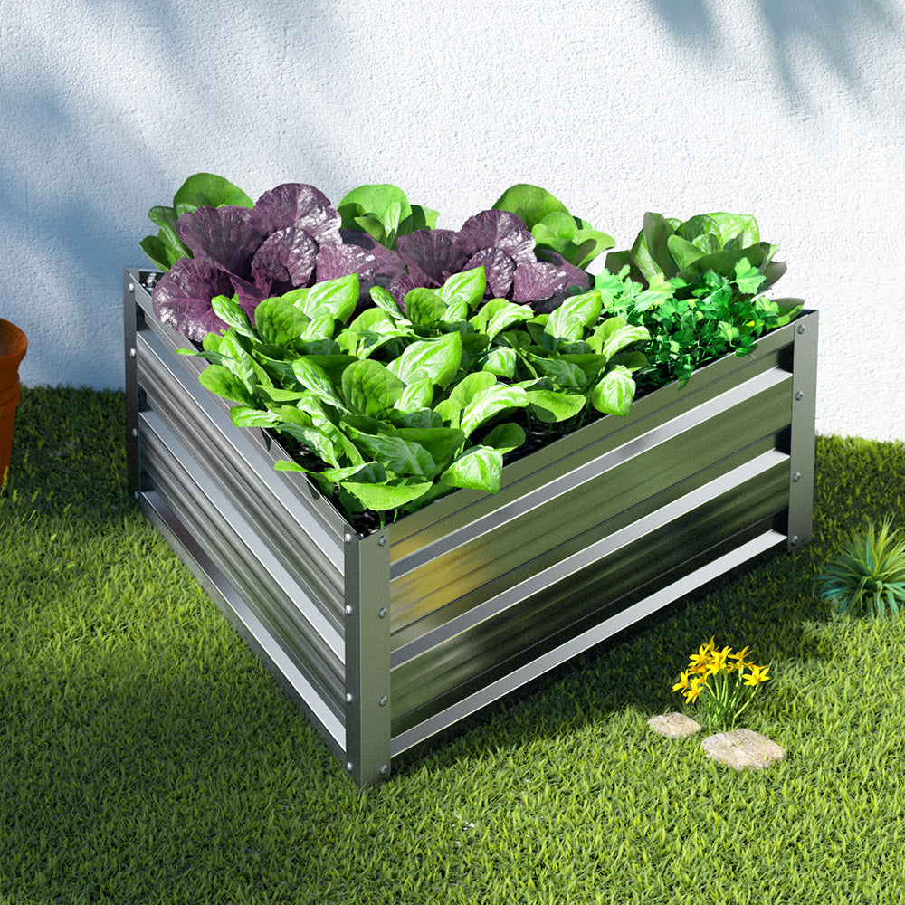 Greenfingers Garden Bed Galvanised Steel Raised Planter Vegetable 86x86x30cm - SILBERSHELL